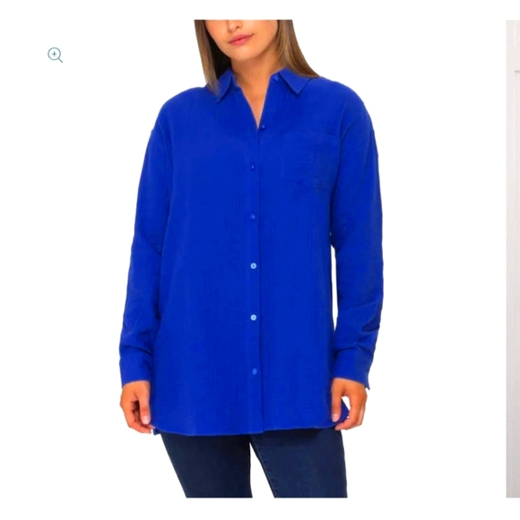 Rachel Roy Double Weave Cotton Gauze Top Medium - Picture 2 of 5